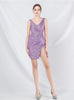 V-neck Sequins Split Short Prom Dress