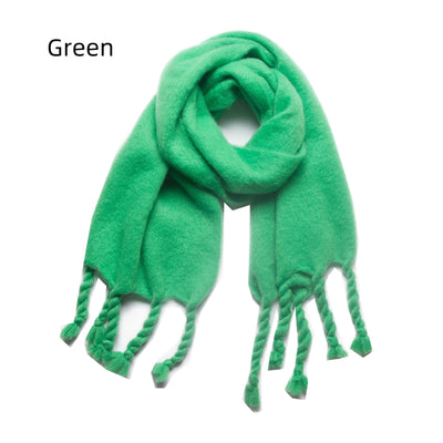Autumn and Winter Knotted Thick Braid Tassel Scarf