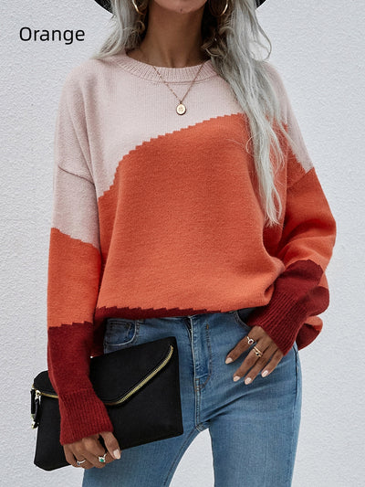 Loose Round Neck Striped Sweater