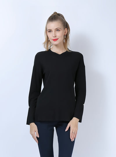 Hand-made Beaded V-neck Sweater