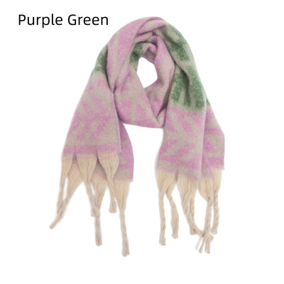 Women Thick Fringed Leaf Scarf