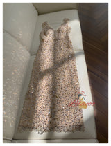 Gold Sequins V-neck Beading Prom Dress