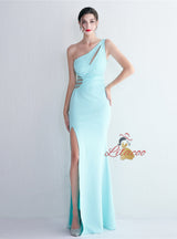 One Shoulder Split Prom Dress