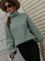 Solid Color Pullover Loose Turtle Neck Sweater