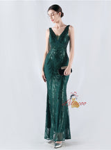 V-neck Sequins Mermaid Prom Dress