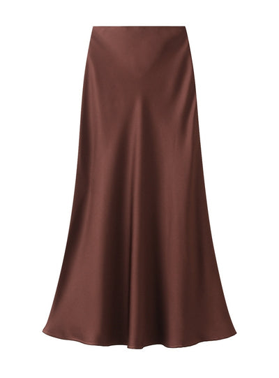 Acetic Satin Long Slim Skinny Skirt