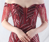 Mermaid Sequins Off the Shoulder Beading Prom Dress