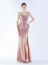 Spaghetti Straps Sequins Beading Prom Dress