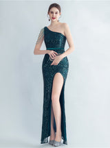 One Shoulder Sequins Party Dress