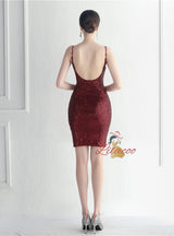 Spaghetti Straps Sequins Mini Prom Dress