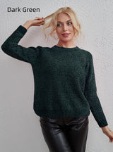 Solid Color Versatile Top Round Neck Sweater