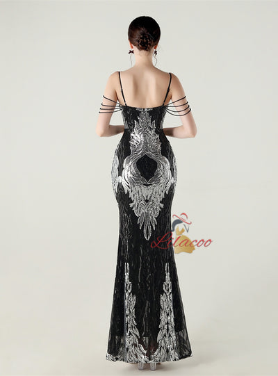 Mermaid Spaghetti Straps Beading Prom Dress