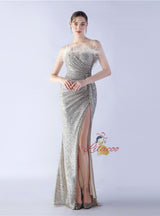 Spaghetti Straps Sequins Prom Dress