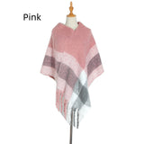 Thick Fringed Plaid Pullover Cloak