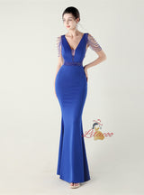 Mermaid V-neck Beading Prom Dress