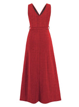 Sleeveless V-neck Shiny Split Dress