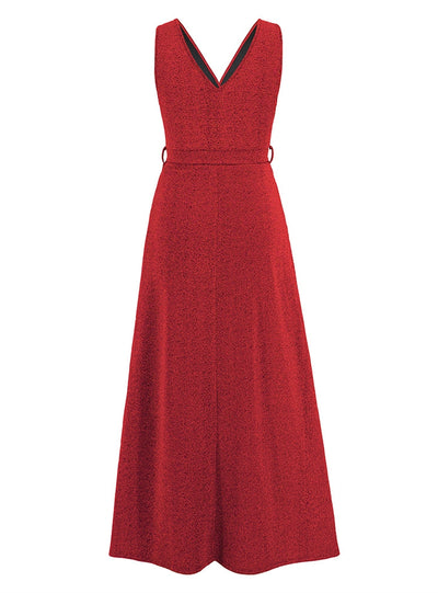 Sleeveless V-neck Shiny Split Dress