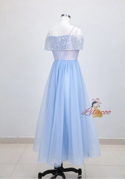 Retro Short Sleeve Mesh Sequined Dress