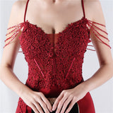 Mermaid Spaghetti Straps Beading Lace Prom Dress