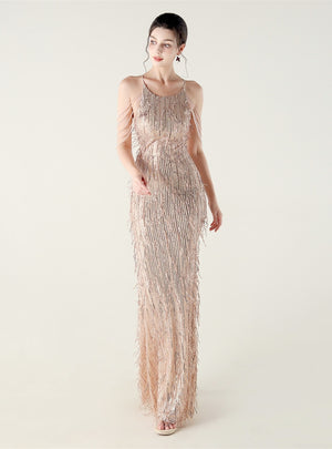 Mermaid Sequins Halter Beading Prom Dress