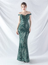 Mermaid Off the Shoulder Sequins Prom Dress
