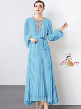 Heavy Hand-made Diamond Pleated Evening Dress