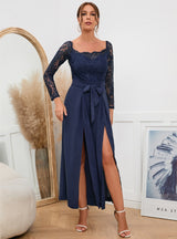 Sexy Lace Long Sleeve Belt Jumpsuit