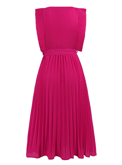 Lotus Leaf Sleeve Pleated Dress