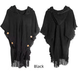 Autumn and Winter Button Hooded Cloak Shawl