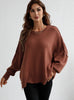 Round Neck Knitted Loose Split Pullover Sweater