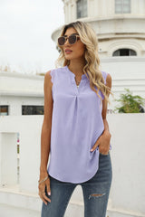 Solid Color Shirt Loose V-neck Sleeveless Top