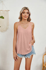 Solid Color V-neck Suspender Vest Loose T-shirt