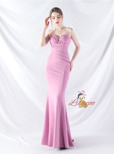 Mermaid Strapless Pleats Prom Dress