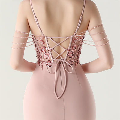 Mermaid Spaghetti Straps Sequins Beading Prom Dress