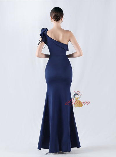 Mermaid One Shoulder Split Beading Prom Dress