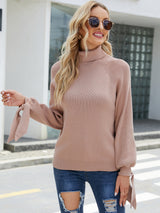 Long Sleeve Knit Loose Pullover Turtle Neck Sweater