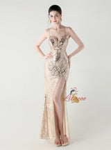 Mermaid Spaghetti Straps Appliques Prom Dress