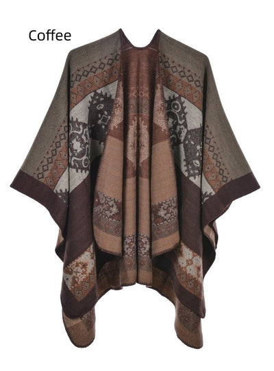 Retro Split Warm Cashmere Scarf Cloak