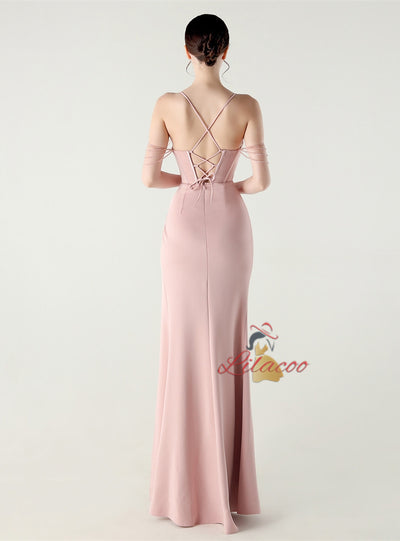 Mermaid Spaghetti Straps Beading Split Prom Dress