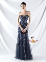 Mermaid Strapless Sequins Prom Dress