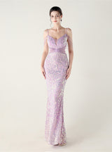 Mermaid Sequins Spaghetti Straps Beading Prom Dress
