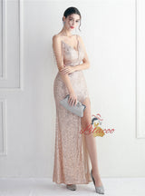 Mermaid Sequins Spghetti Straps Beading Prom Dress