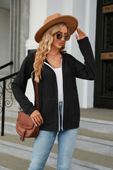 Loose Long Sleeve Zipper Pocket Coat