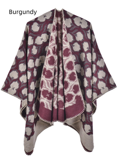 Retro Flower Warm Shawl Cloak