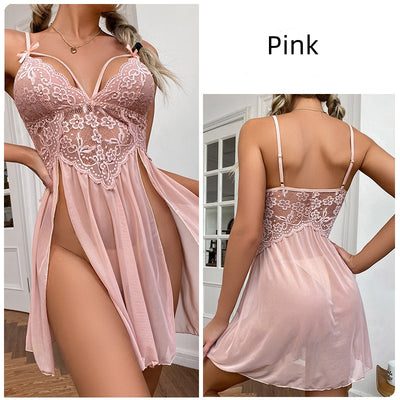 Sexy Mesh Perspective Lace Sling Nightdress Pajamas