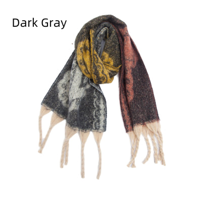Thick Fringed Jacquard Scarf