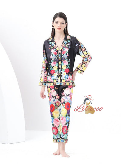 Palace Printed Long-sleeved Shirt+Wide-leg Pants Two-piece Suit