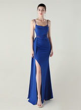 Mermaid Spaghetti Straps Split Beading Prom Dress