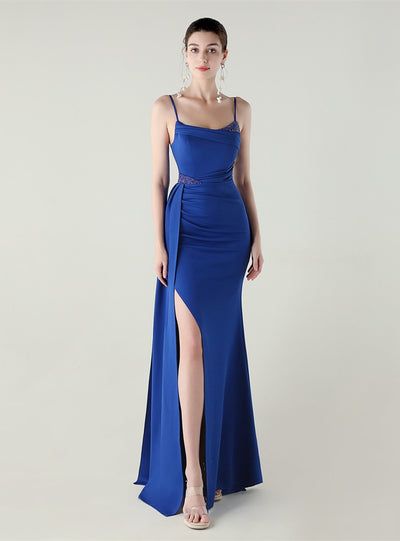 Mermaid Spaghetti Straps Split Beading Prom Dress