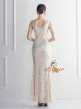 Deep V-neck Beading Prom Dress